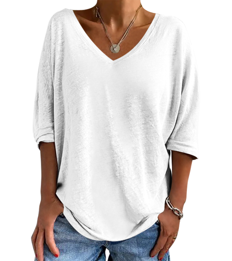 200g仿棉-女数码印7分袖V领T恤LTW20350 - 仿棉-200g/L